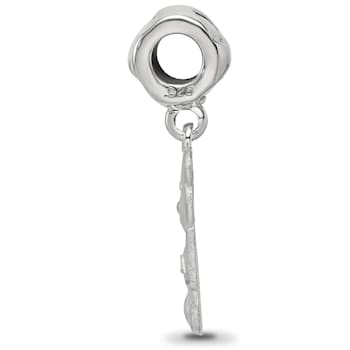 Rhodium Over Sterling Silver LogoArt Kappa Delta Teddy Bear Heart Bead