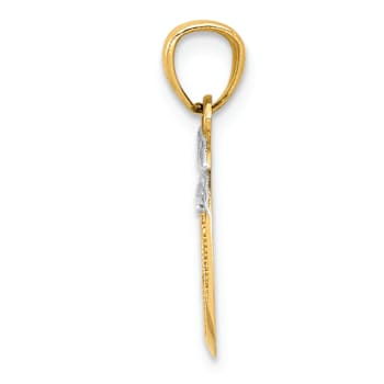 14k Two-tone Gold Textured Cut-out New York Skyline in Apple Pendant