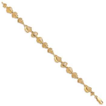 14k Yellow Gold Textured Sea Shells Bracelet