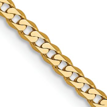 14k Yellow Gold 2.2mm Beveled Curb Chain 30"