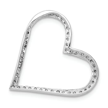 Rhodium Over 14k White Gold Diamond Heart Chain Slide Pendant