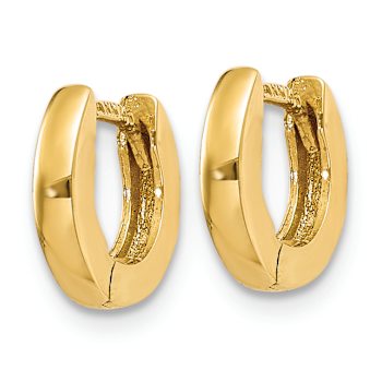 14k Yellow Gold Polished 1/4" Round Hinged Hoop Earrings