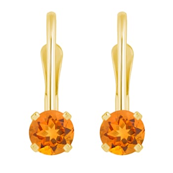4mm Round Citrine 14k Yellow Gold Drop Earrings