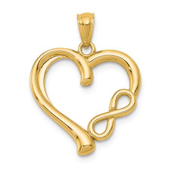 14k Yellow Gold Polished Infinity Symbol Heart Pendant