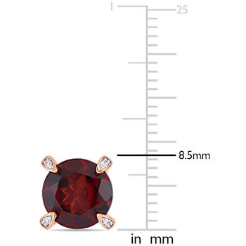 Garnet and Diamond 10K Pink Gold Earrings 4.02ctw