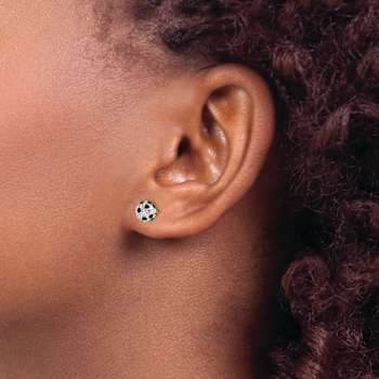 14k Yellow Gold Black and White Crystal 6mm Stud Earrings