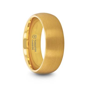 MILLER Gold Plated Tungsten Domed Ring with Brushed Finish 8mm