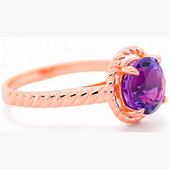 6x4mm Oval Amethyst 18K Rose Gold Over Sterling Silver Ring, 0.50ctw