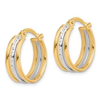 14k Yellow Gold and 14k White Gold 11/16" Polished and Diamond-Cut
Fancy Hoop Earrings