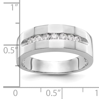 Rhodium Over 14K White Gold Lab Grown Diamond SI1/SI2, G H I, Men's Band