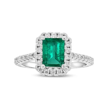 2.00ctw Emerald and Diamond Ring in 14k White Gold
