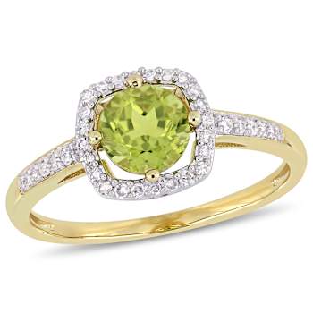Peridot and Diamond 10K Yellow Gold Ring 1.06ctw
