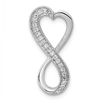 Rhodium Over 14K White Gold Diamond Freeform Heart Infinity Chain Slide Pendant
