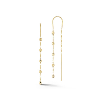 Bellissima Gold 14K Yellow Gold Diamond Cut Ball Station Threader Earrings