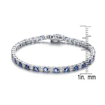 Sapphire Color CZ Tennis Bracelet In Sterling Silver 5.30ctw