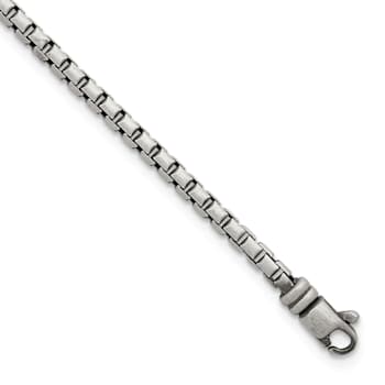 Sterling Silver Antiqued and Satin 3.2mm Box 8 Inch Chain