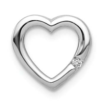 Rhodium Over 14k White Gold Diamond Heart Chain Slide Pendant