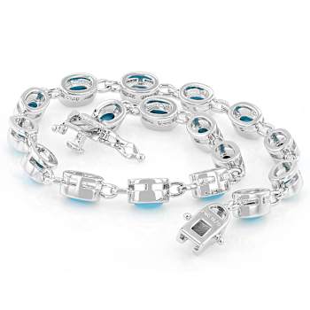 Turquoise Station Bracelet In Sterling Silver 5x3mm