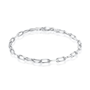 Sterling Silver Paperclip Link Chain Bracelet, 7 Inch