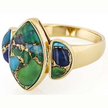 Mohave Turquoise Cocktail Ring In 18K Gold Over Sterling Silver