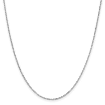 14K White Gold 1.55mm Rolo Pendant Chain Necklace