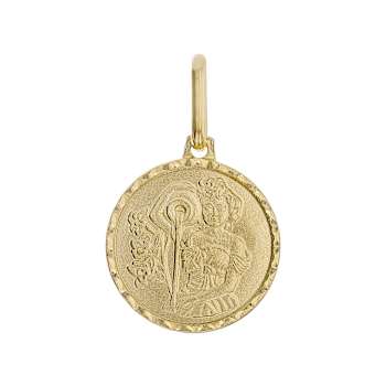 Aquarius Zodiac Medallion Pendant In Solid 14K Yellow Gold