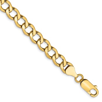 14k Yellow Gold 6.5mm Curb Link 24 Inch Chain