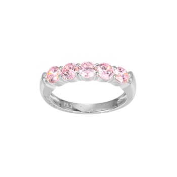 Pink Cubic Zirconia Platinum Over Sterling Silver Ring 2.16ctw