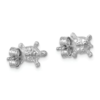 Rhodium Over Sterling Silver Polished Turtle Post Earrings
