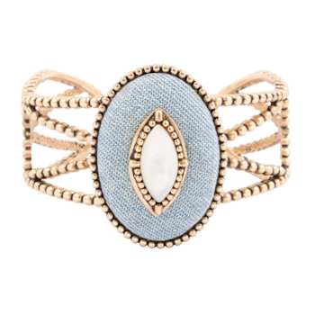 Barse Jewelry Blue Denim Dreams White Mother of Pearl Golden Cuff Bracelet