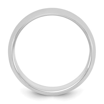Rhodium Over Sterling Silver 6mm Half-Round Band