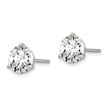 Rhodium Over 14K Gold Certified Lab Grown Diamond 2ct. VS/SI GH+, 3
Prong Stud Earrings