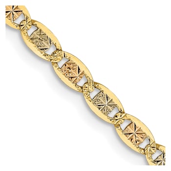 14k 2.75mm Tri-color Gold Pavé Valentino Chain
