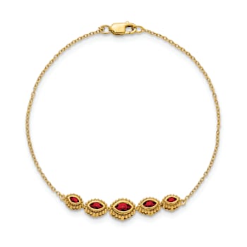 14k Yellow Gold Marquise Garnet Bracelet