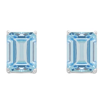 8x6mm Rectangular Octagonal Sky Blue Topaz Rhodium Over Sterling Silver
Stud Earrings