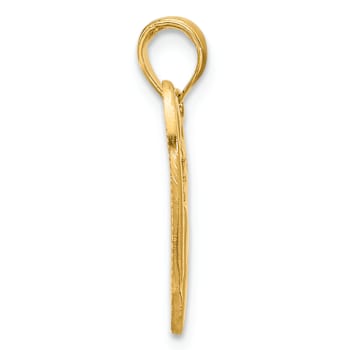 14k Yellow Gold Polished Heart with Horse Pendant