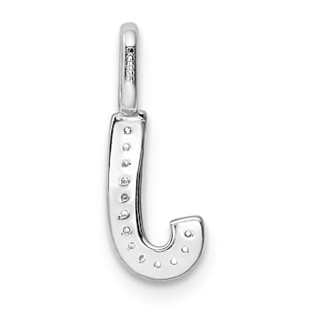 14K White Gold Diamond Letter J Initial Pendant
