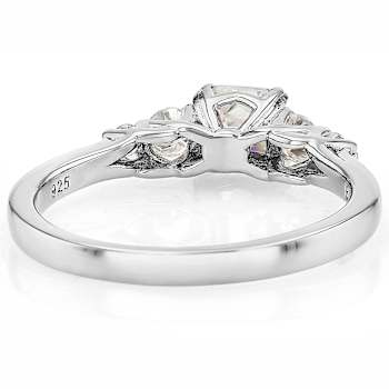 Strontium Titanate And Moissanite Asscher-Cut Ring In Sterling Silver 0.91ctw