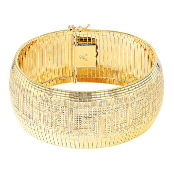 Greek Key Omega Link Bracelet In Gold Over Bronze