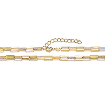 Pave CZ Chain Necklace In 14K Gold Over Sterling Silver