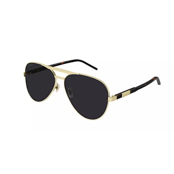 Gucci Gold Tone and Havana Frame / Gray Lens Aviator Sunglasses