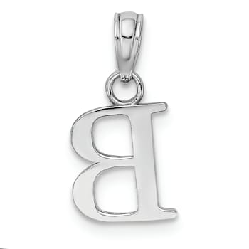 Rhodium Over 14k White Gold Polished Block Letter B Initial Pendant