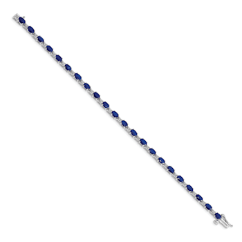 Rhodium Over 14k White Gold Diamond and Sapphire Bracelet