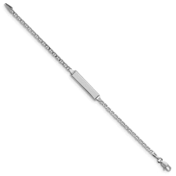 Rhodium Over 14k White Gold Semi-Solid Mariner Link ID Bracelet