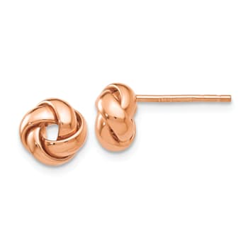 14k Rose Gold Polished Love Knot Stud Earrings