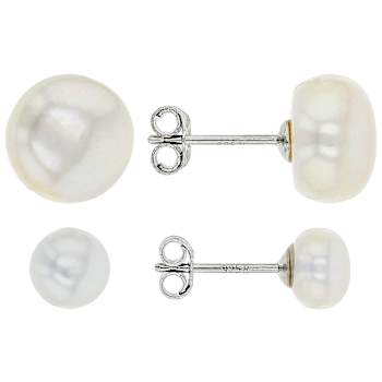 Graduated Freshwater Pearl Stud Earring Set In Sterling Silver