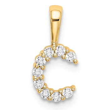 14K Yellow Gold Lab Grown Diamond Letter C Initial Pendant