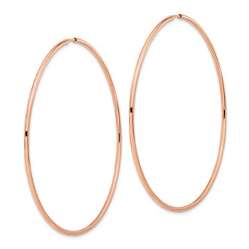 14k Rose Gold 2 1/4" Polished Endless Hoop Earrings