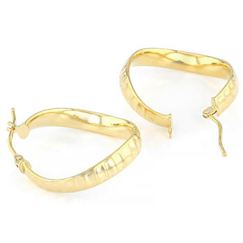 Twist Hoop Earrings In Solid 10K Yellow Gold