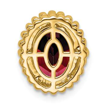 10k Yellow Gold Beaded 1 ctw Oval Garnet Chain Slide Pendant